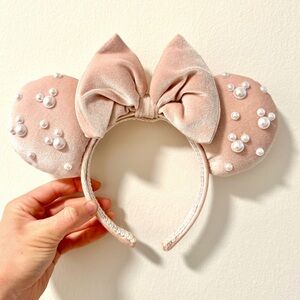 Disney Minnie Mouse Mickey Ears head band costume velvet and pearls